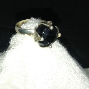 Unique black onyx ring in .925 SS    Size 8.5